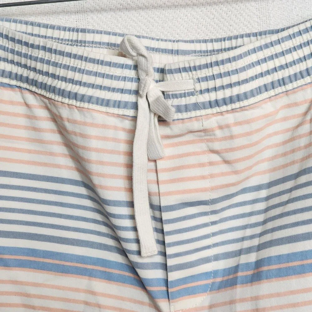 George Peach Blue Striped Casual Cotton Lyocell Span Tie Waist Short Sz XL 40-42